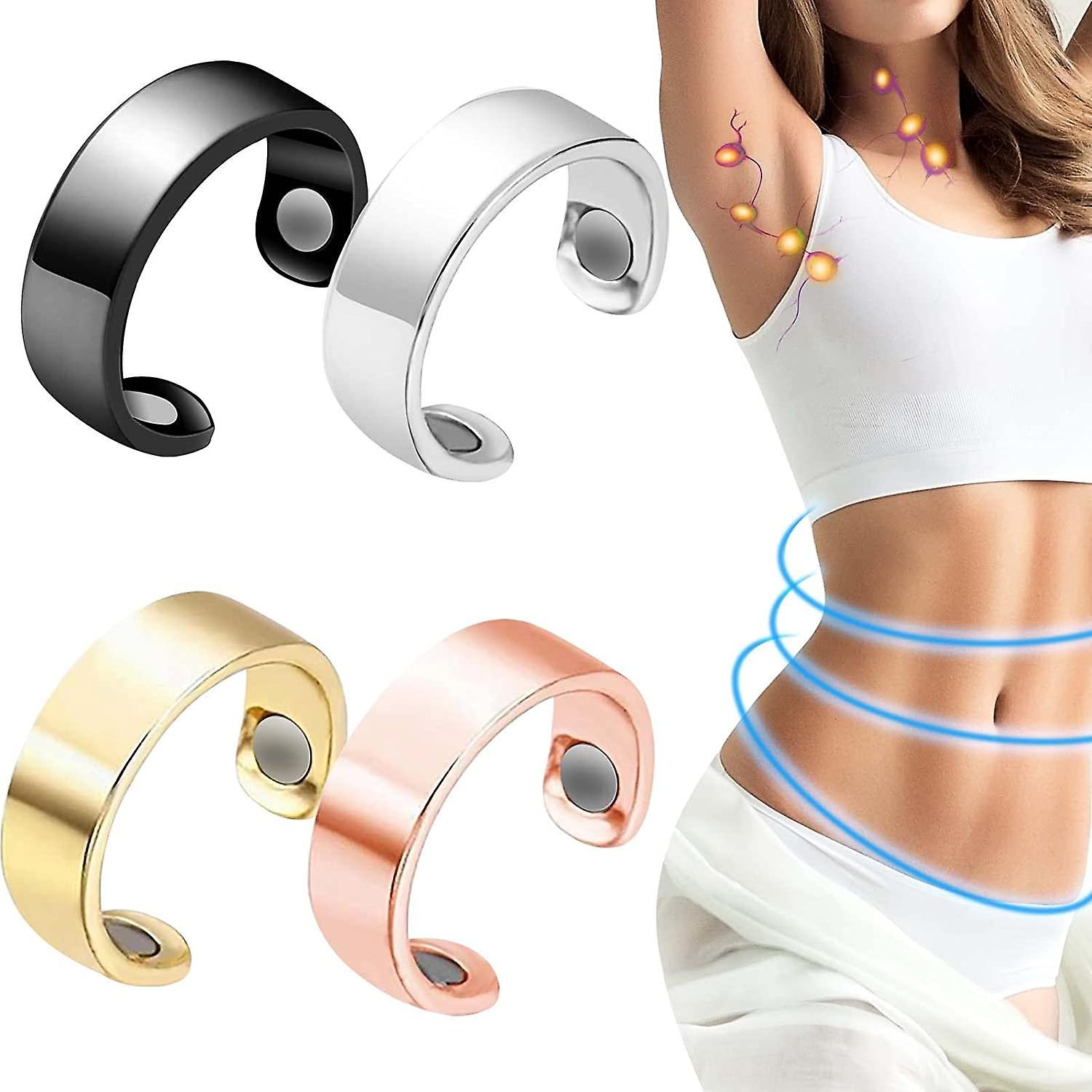 Tinor Lymphatic Drainage Ring, 4 Pcs Lymphatic Drainage Therapeutic Magnetic Ring, Pain Relief & Reduce Fatigue