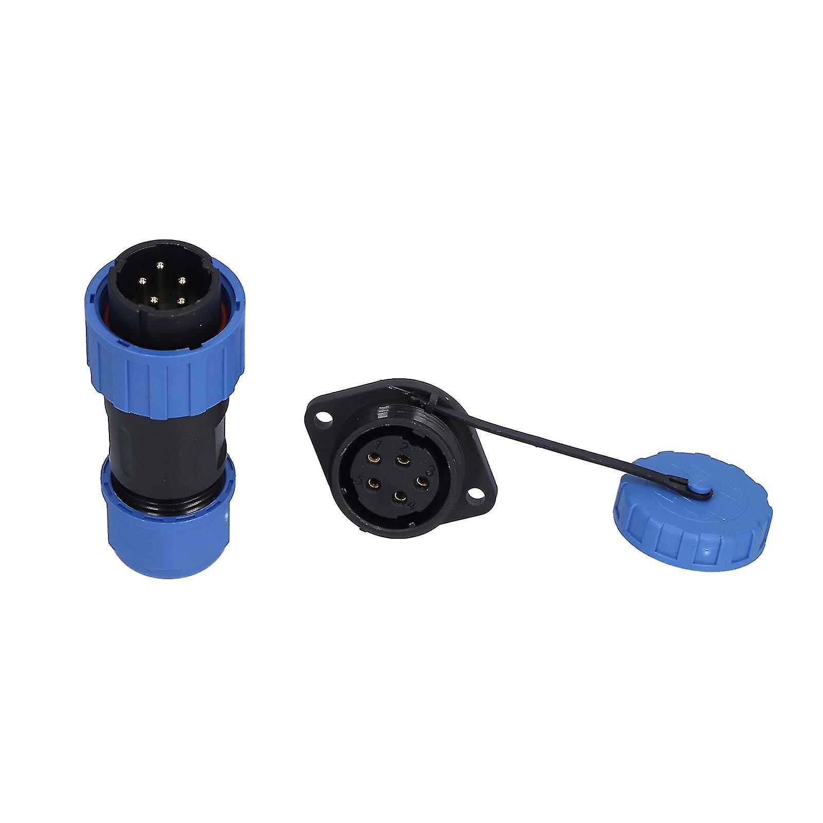 Waterproof Power Connector IP68 Waterproof 5 Pin Aviation Power Connector Plug Socket Flange Butt Terminal