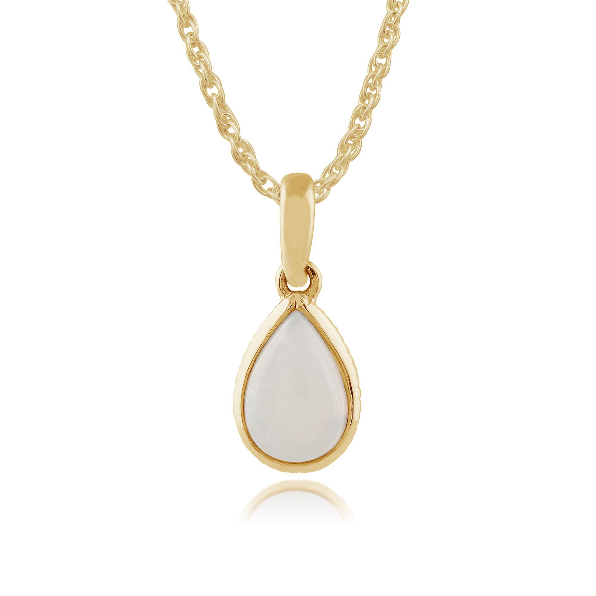 Gemondo Classic Pear Opal Pendant Necklace in 9ct Yellow Gold 135P1567019 White One Size