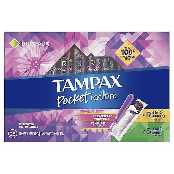 Tampax Pocket Radiant Duopack, Regular/super, Unscented, 28 Ct