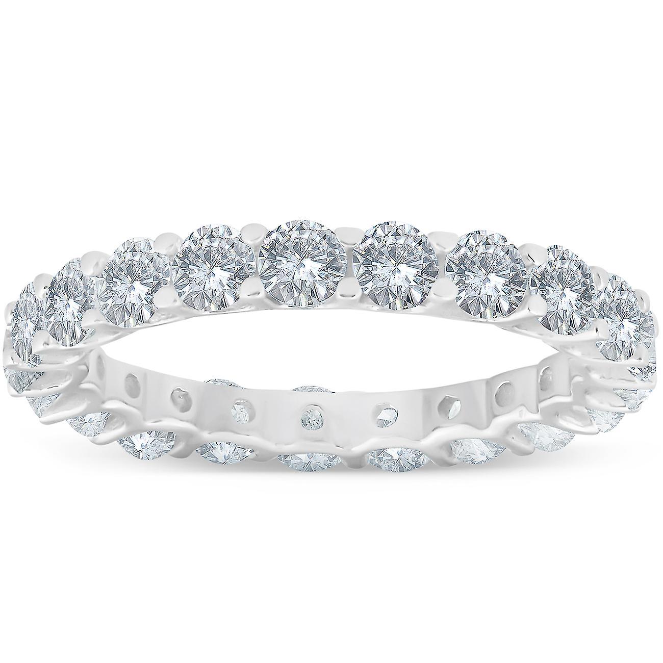 Pompeii3 2 cttw Diamond Eternity Ring U Prong 14k White Gold Wedding Band 8.5