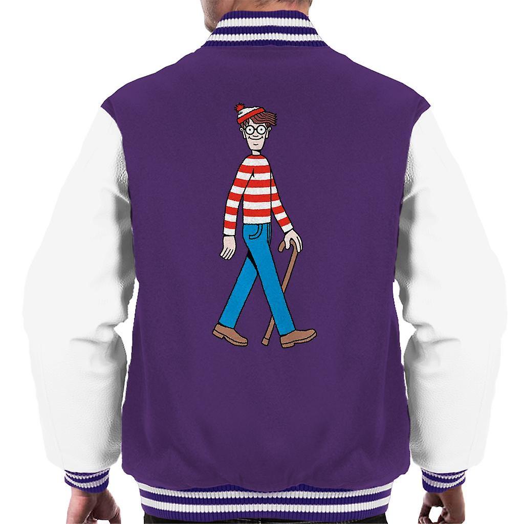 Wheres Wally Where's Wally Walking Men's Varsity Jacket Purple/White XX-Large