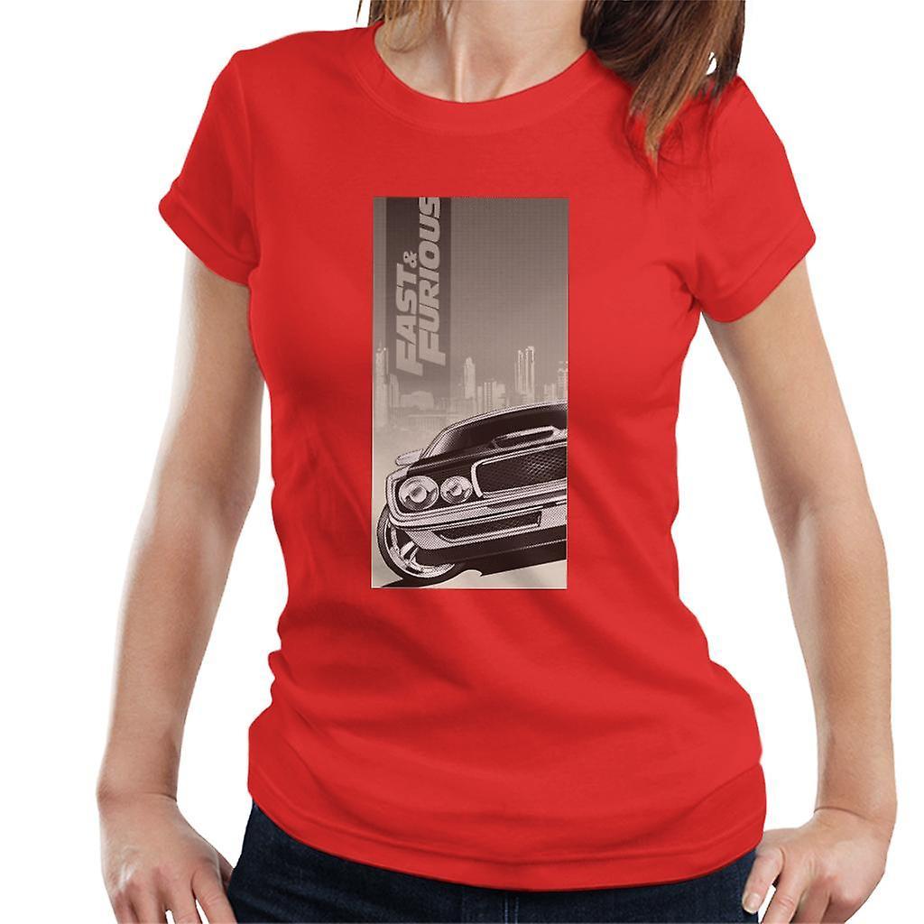 Fast & Furious Fast and Furious Dodge Charger City Backdrop Women's T-Shirt Red XX-Large