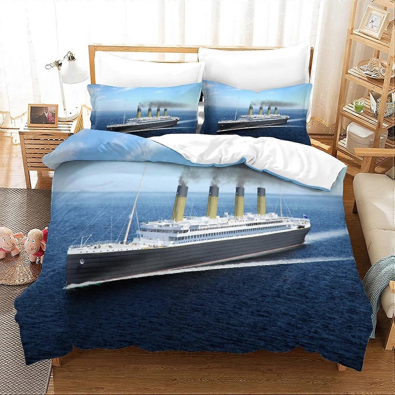 Kerota Titanic Duvet Cover D Jack and Rose Design Soft Microfiber Cover Breathable Quilt Cover Girls Boys Bedding Set Pieces with Zipper Single135x...