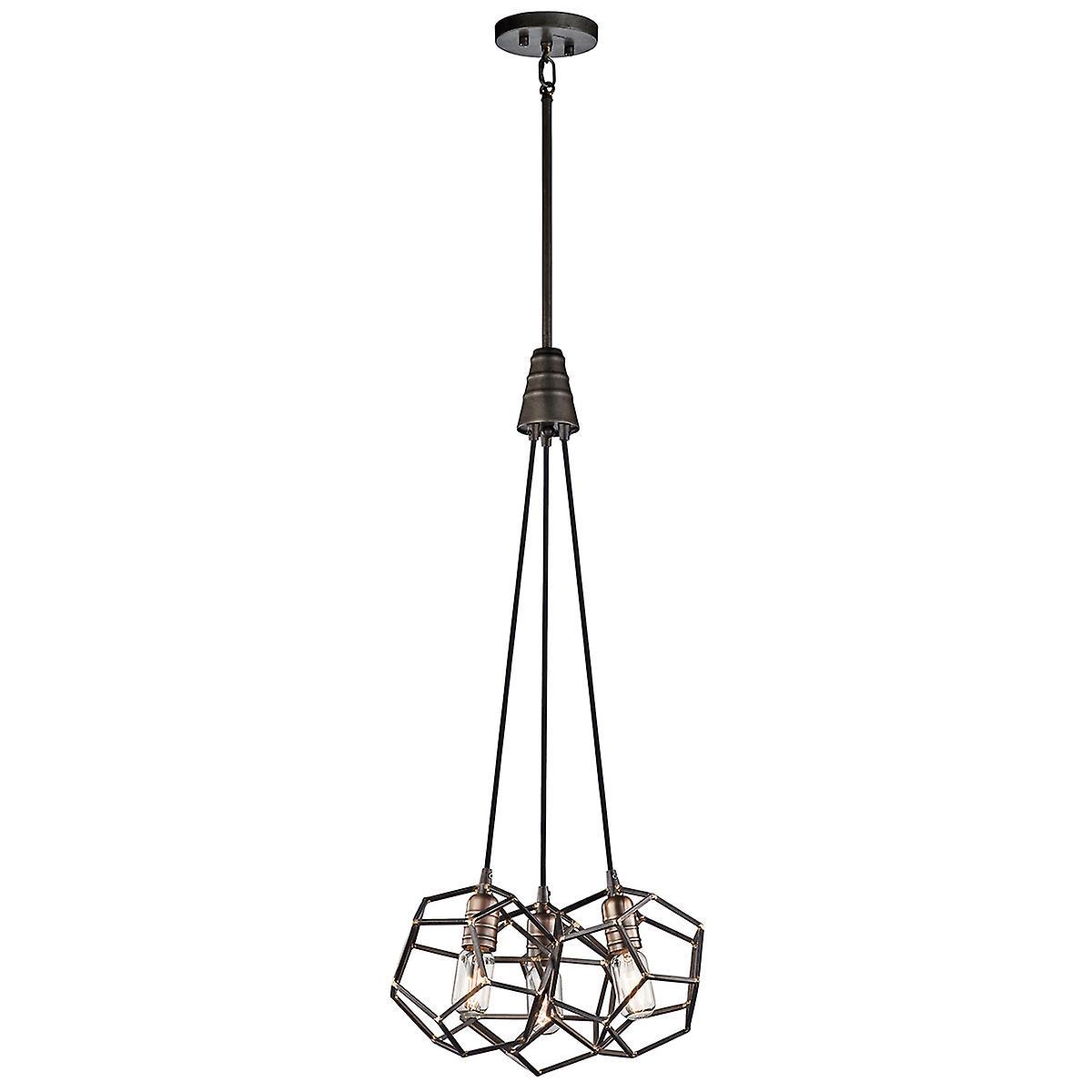 Rocklyn 3 Light Cluster Pendant Cage Light Steel E27