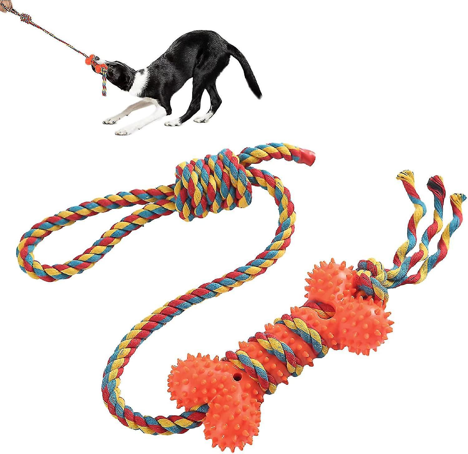 Tianzun Dog Chew Toys For Aggressive Chewers, Dog Rope Toy, Tug Toys For Dogs, Interactive Dog Toys Ball Dog Bones Toys Orange Bone