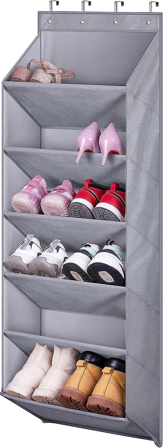 Sucova Door Shoe Rack With Deep Pockets Over The Door Shoe Storage Organiser For Narrow Closet And Dorm Holds 12 Pairs Shoe Hanger Organizer, Grey