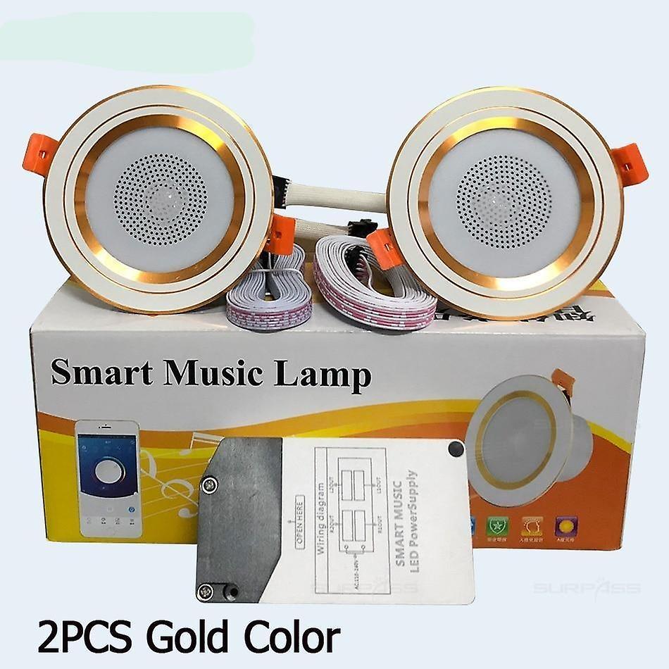 Slowmoose Smart Lamp Background Music Light In-ceiling Speakers 2PCS Gold Color