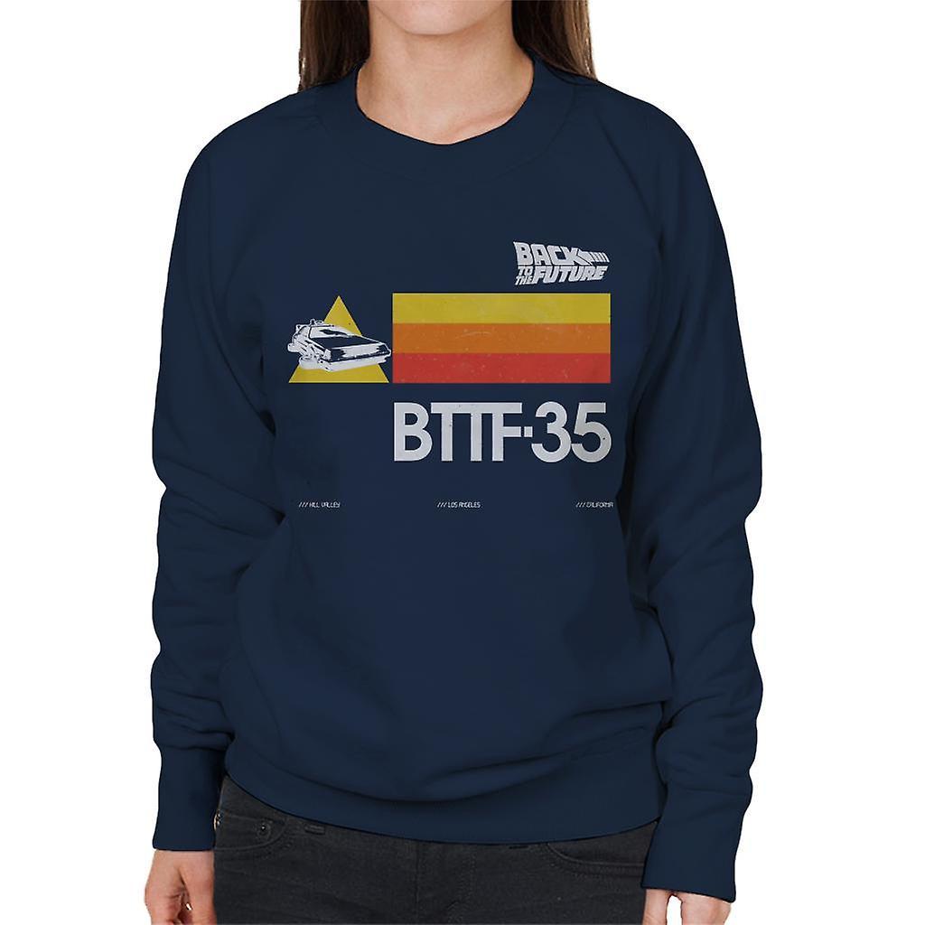 Back to the Future 35th Anniversary Stripes Women's Sweatshirt Navy Blue Large