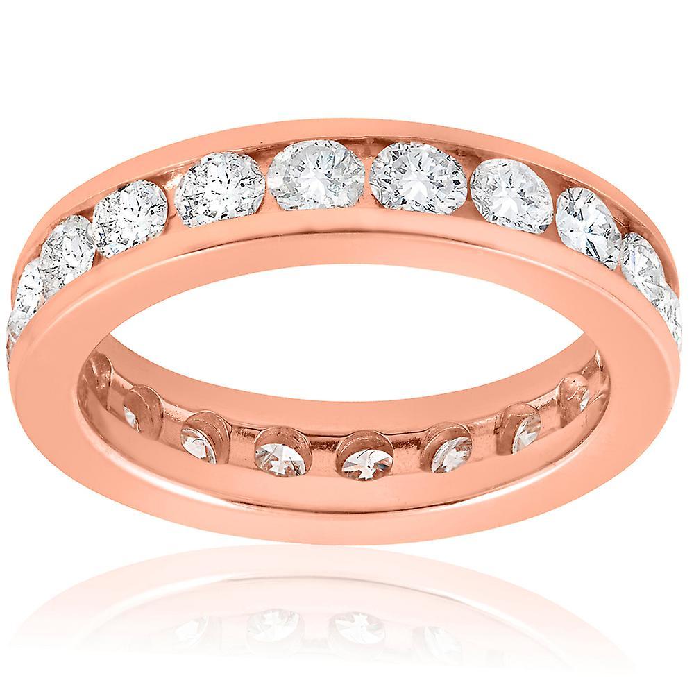 Pompeii3 2 ct Diamond Eternity Ring 14k Rose Gold Channel Set Womens Round Wedding Band 4.5