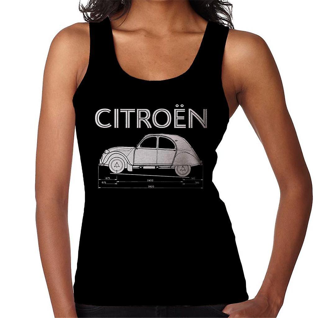 Citro�n Citroen 2CV Dimensions White Diagram Women's Vest Black Medium