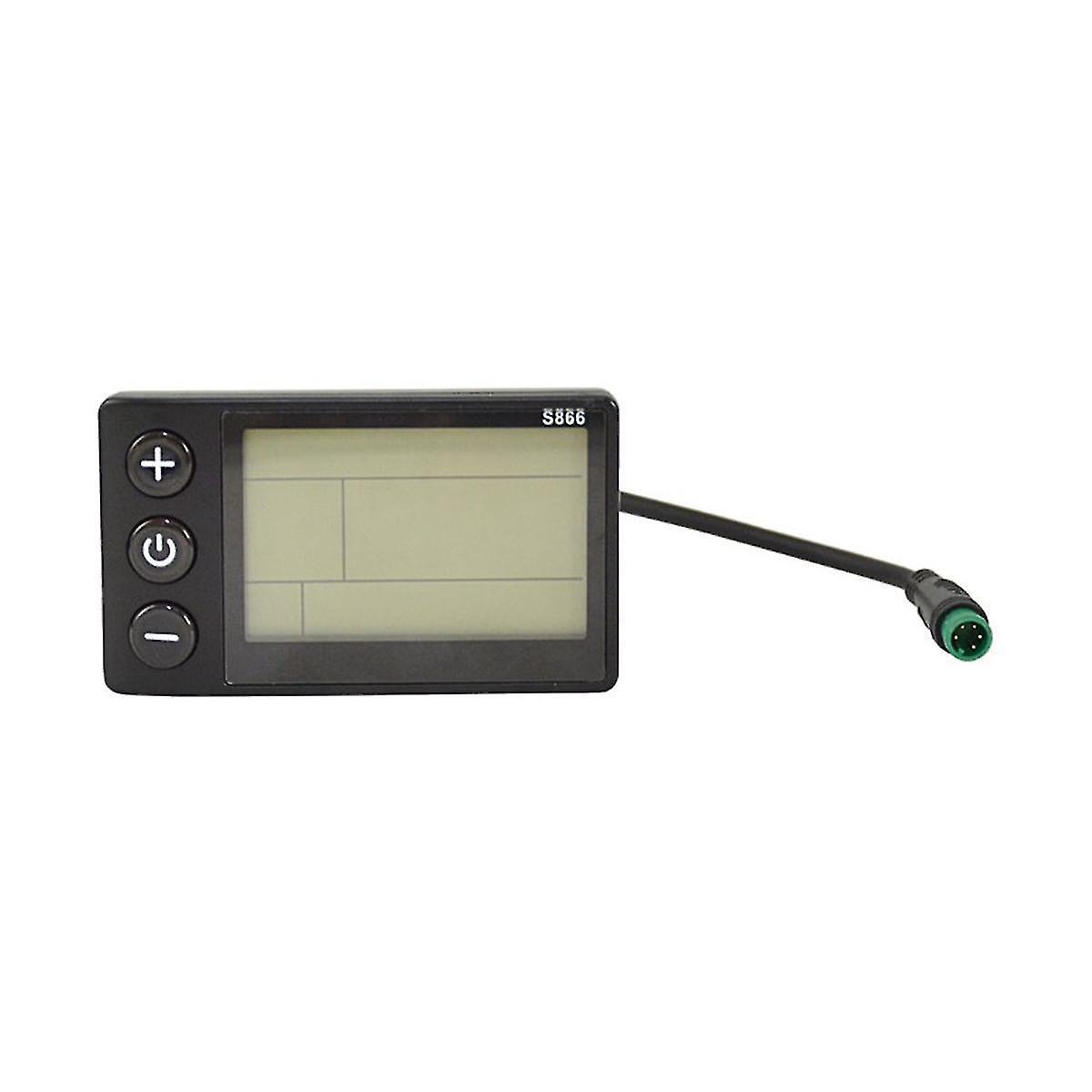 Ssyd S866 Electric Bike LCD Display E-Bike Electric Scooter Display Meter Control Panel with Waterproof Plug Black