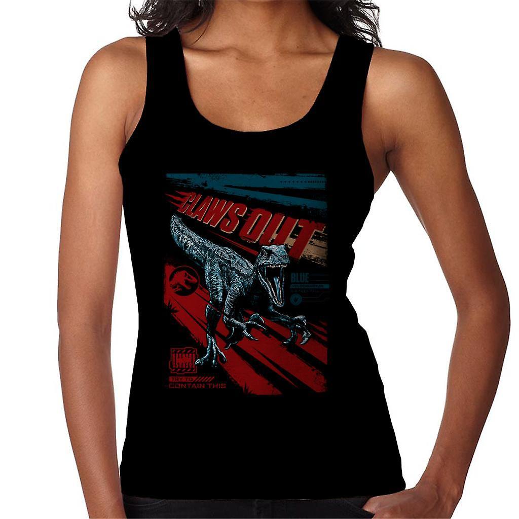 Jurassic Park Jurassic World Blue Velociraptor Claws Out Women's Vest Black XX-Large