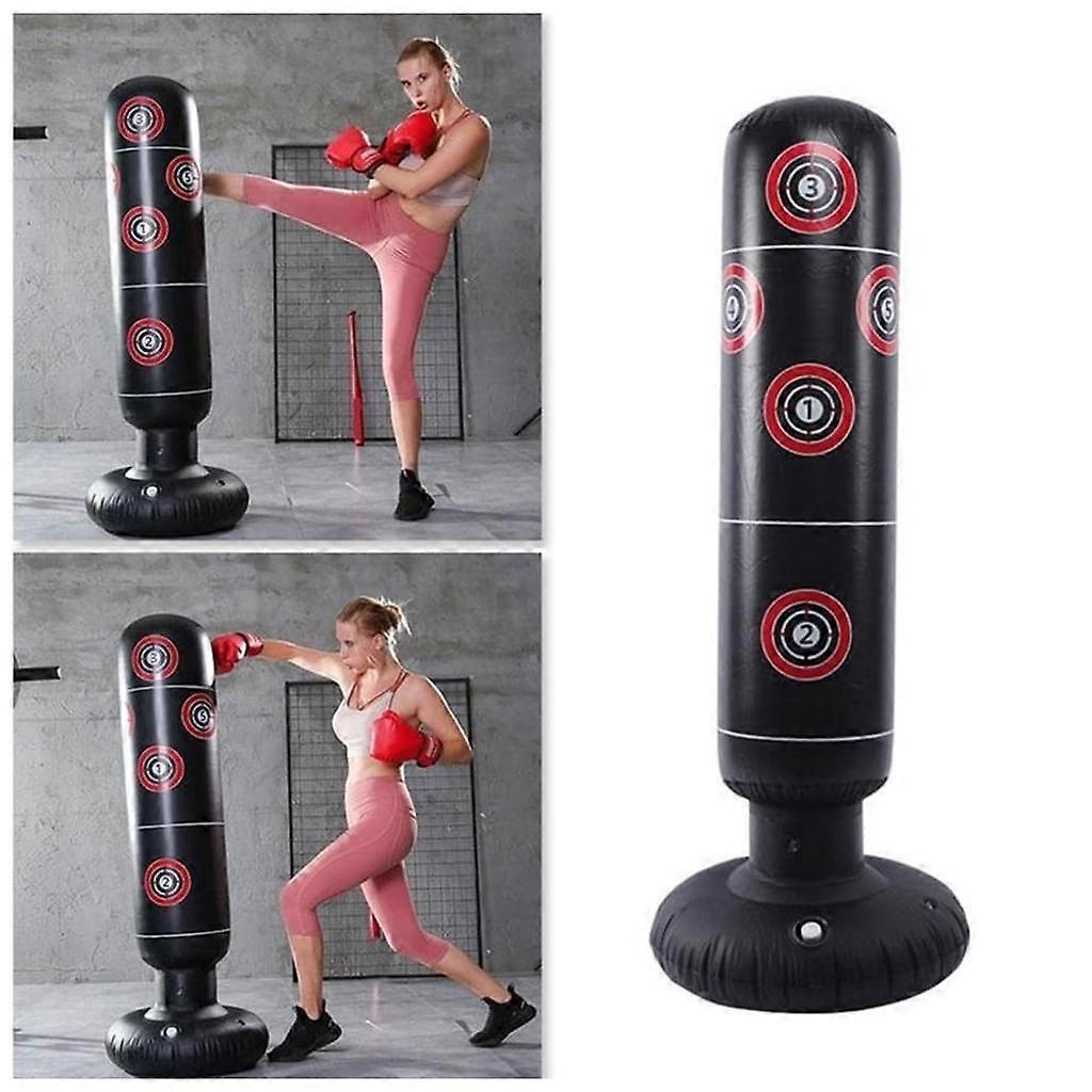 Unbrand Punching bag adults 160 cm, standing punching bag punching bag standing inflatable punching bags tumbler adult fitness-1494 black