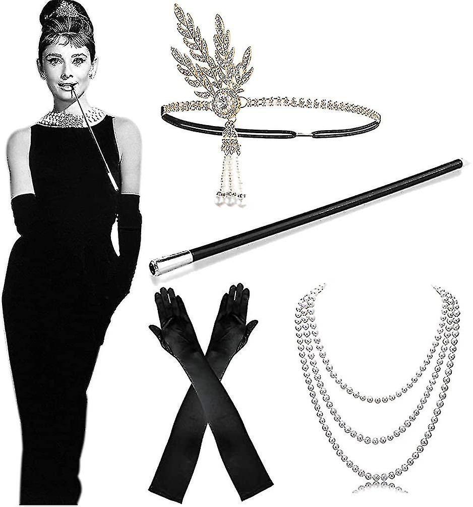 Sitabo 1920's Accessory Costume Women's Set, 1920's Accessory Women's Halloween Costume