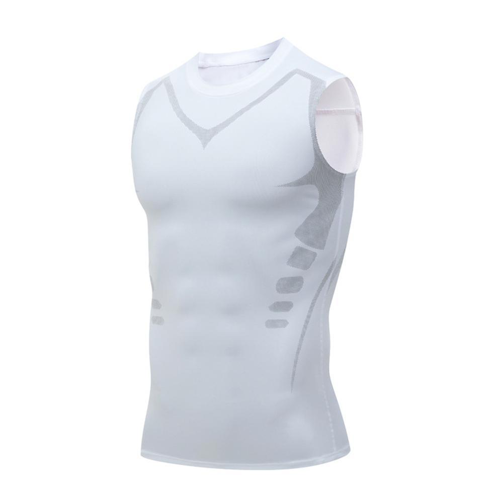 Ochime Ionic Shaping Vest, Comfortable And Breathable Ice-silk Fabric For Men To Build A Perfect Body, Ionic Shaping Vest For Adult Men White 1 XL