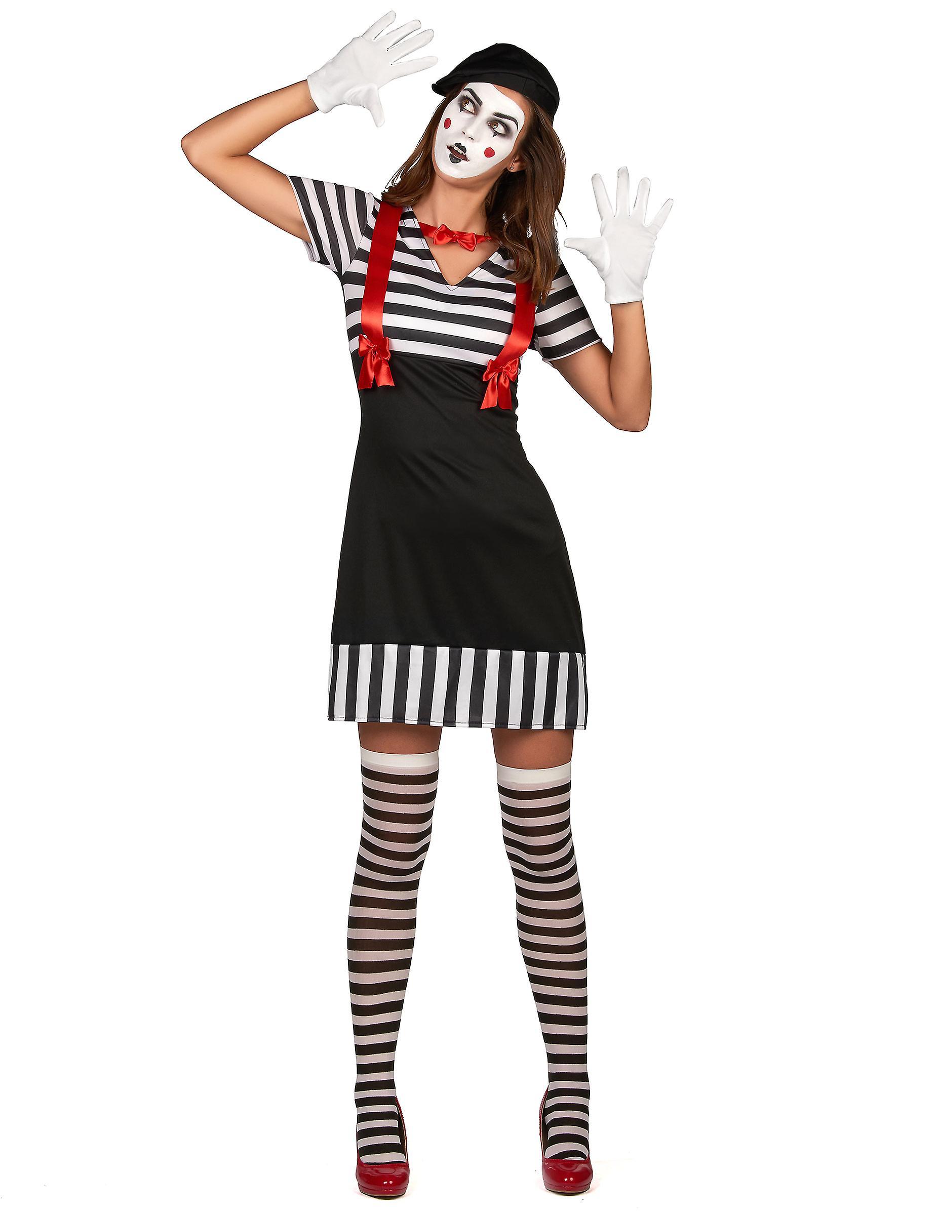 Clowns Women's mime costume black/white/red L