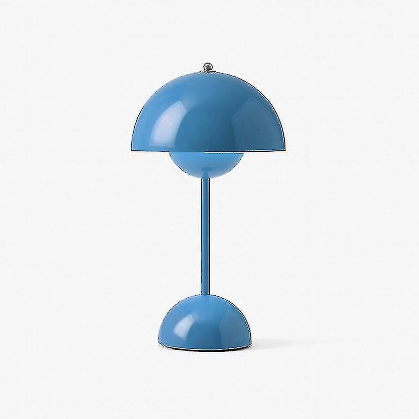 Cheese Nordic Rechargeable Flower Table Lamp Bedside Desk Lamp Mushroom Bedroom Table Decoration Night Table Lamp Night Lights Light Blue