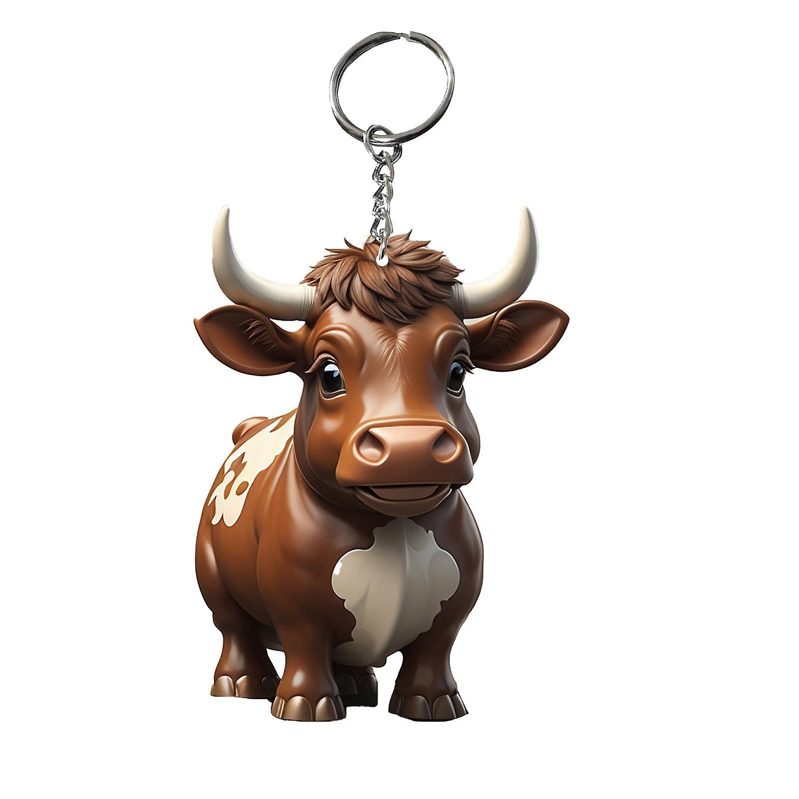 Baodan 1Pcs Cow Pendants Keyring  Cows Cow Decoration Acrylic  New Yak Pendant Cow Series Keychain I