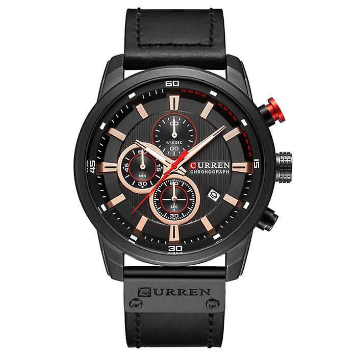 Curren Men's Watch with Leather Strap - Anologian Luxury Quartz Movement for Men - Stainless Steel - Black