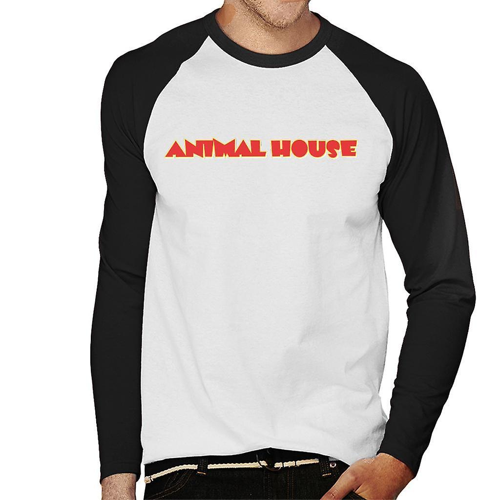 Animal House Classic Red Logo Men's Baseball Long Sleeved T-Shirt White/Black Small