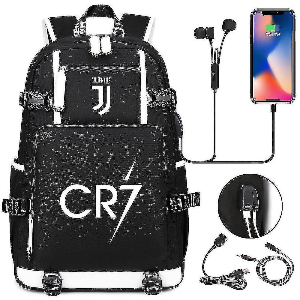 Cryin 2022 C Ronaldo 7 Backpack Juventus Champions League Shoulder Backpack Football Backpack Usb Rechargeable Multifunctional Bag_hh