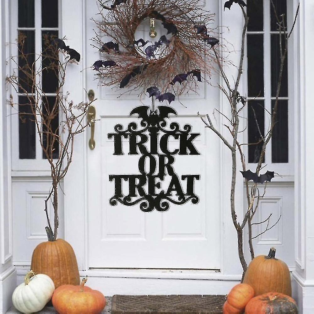 Tianzun Witch Hanging On Halloween Sign Door Hanging Halloween Decoration Home Door Party Decoration Happy Halloween Supply Dark Gray