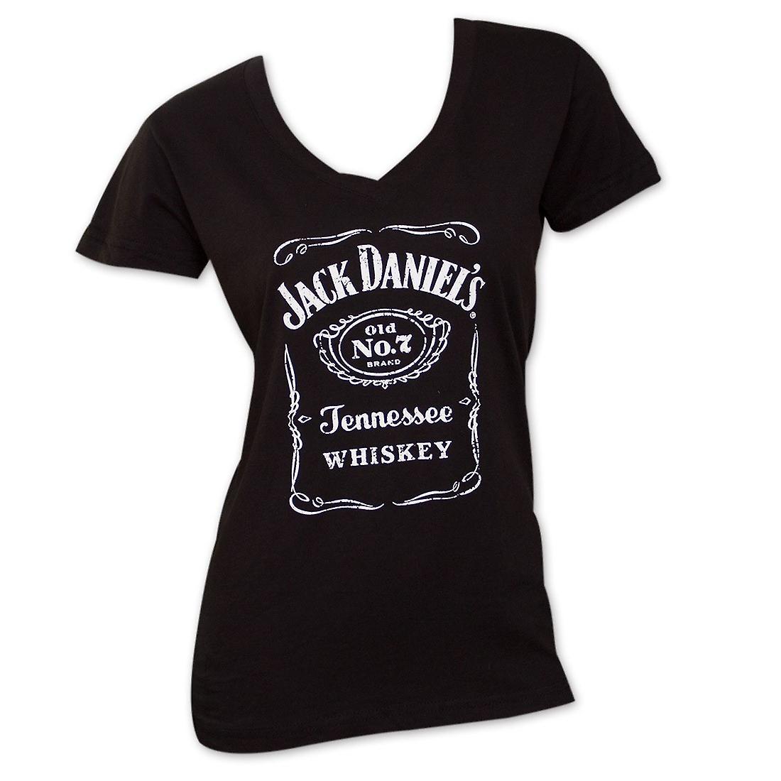 Jack Daniel's Classic Women's V-Neck Shirt - Black X-Large