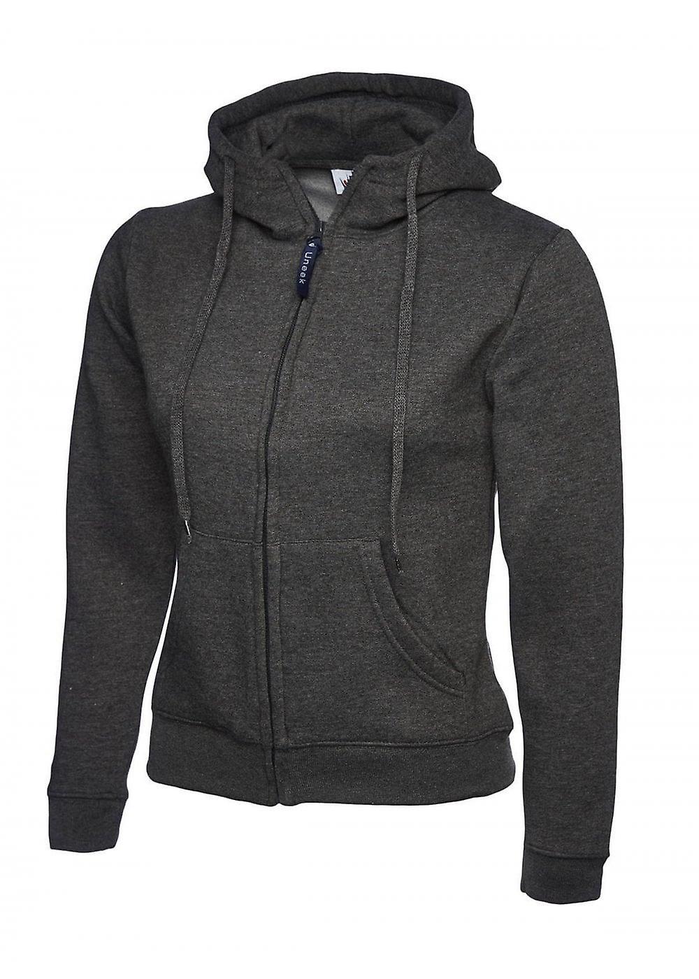 Women's Uneek Ladies Classic Full Zip Hooded Sweatshirt UC505 Charcoal Xs