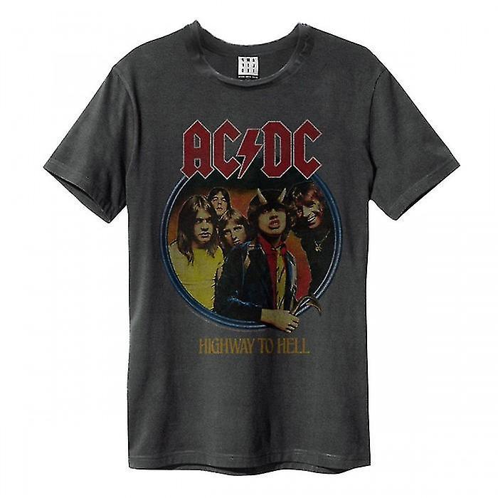 Amplified Unisex Adult Highway To Hell AC/DC Vintage T-Shirt Charcoal M