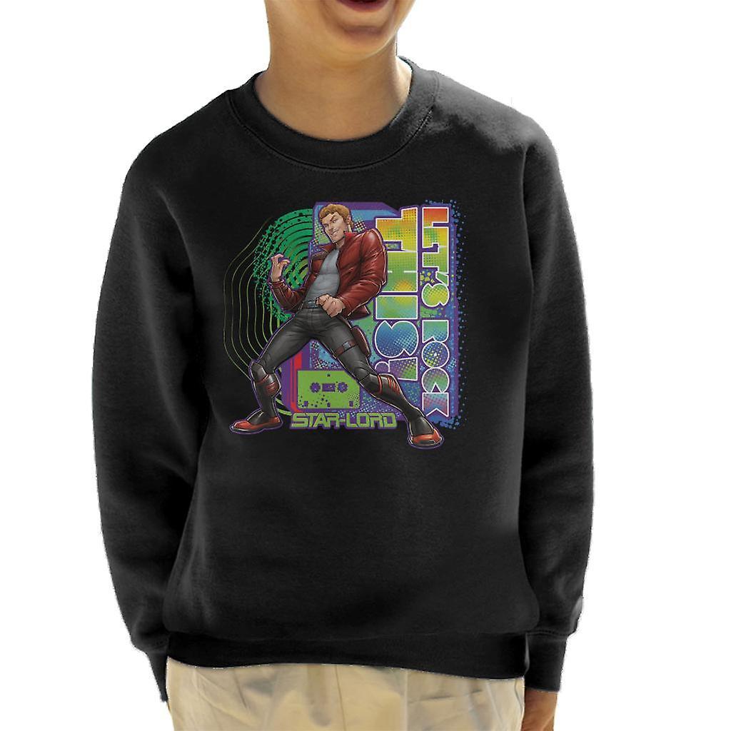 Marvel Guardians Of The Galaxy Star Lord Lets Rock This Kid's Sweatshirt Black Small (5-6 yrs)