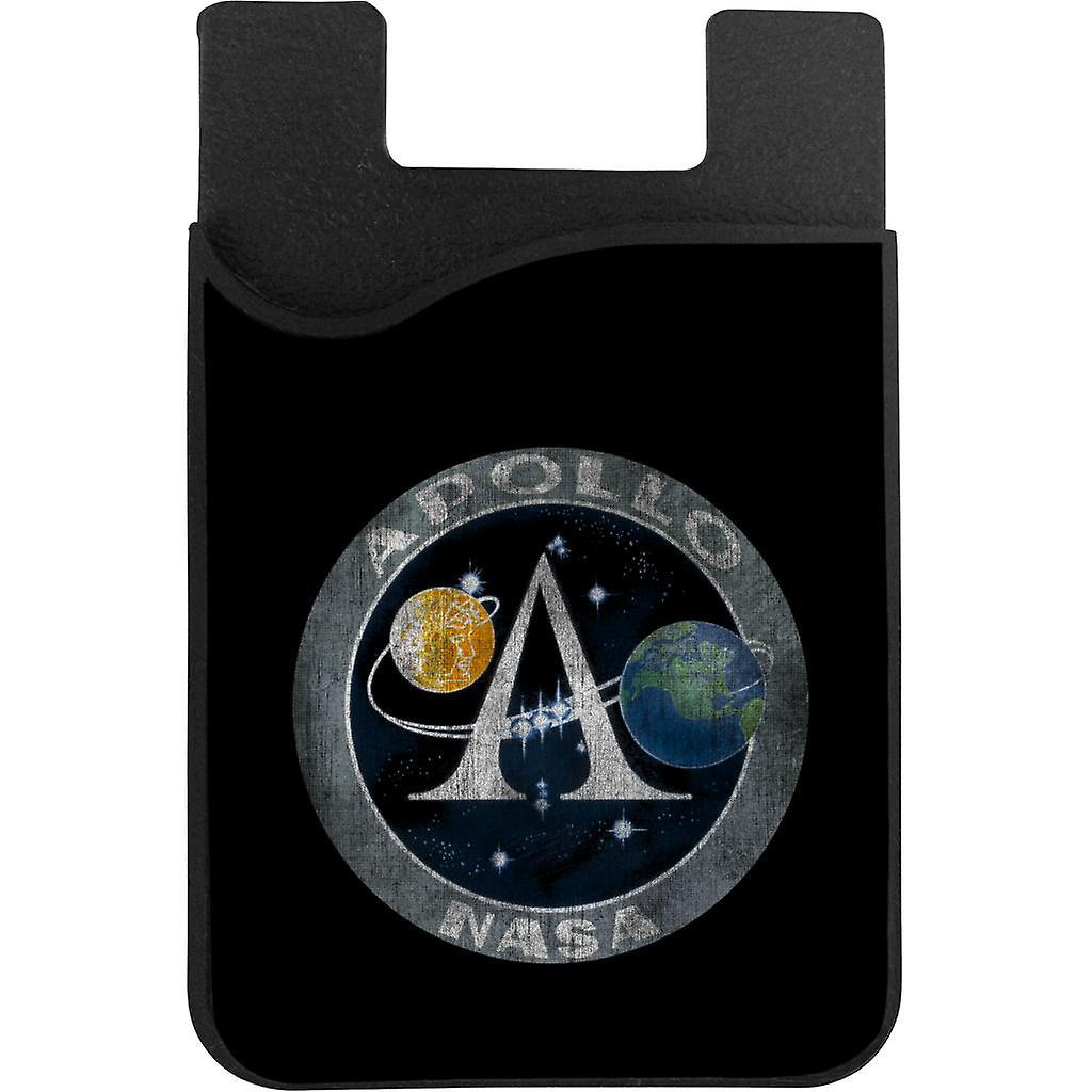 NASA Apollo Program Logo Badge Distressed Phone Card Holder Black 5.5cm x 8.5cm