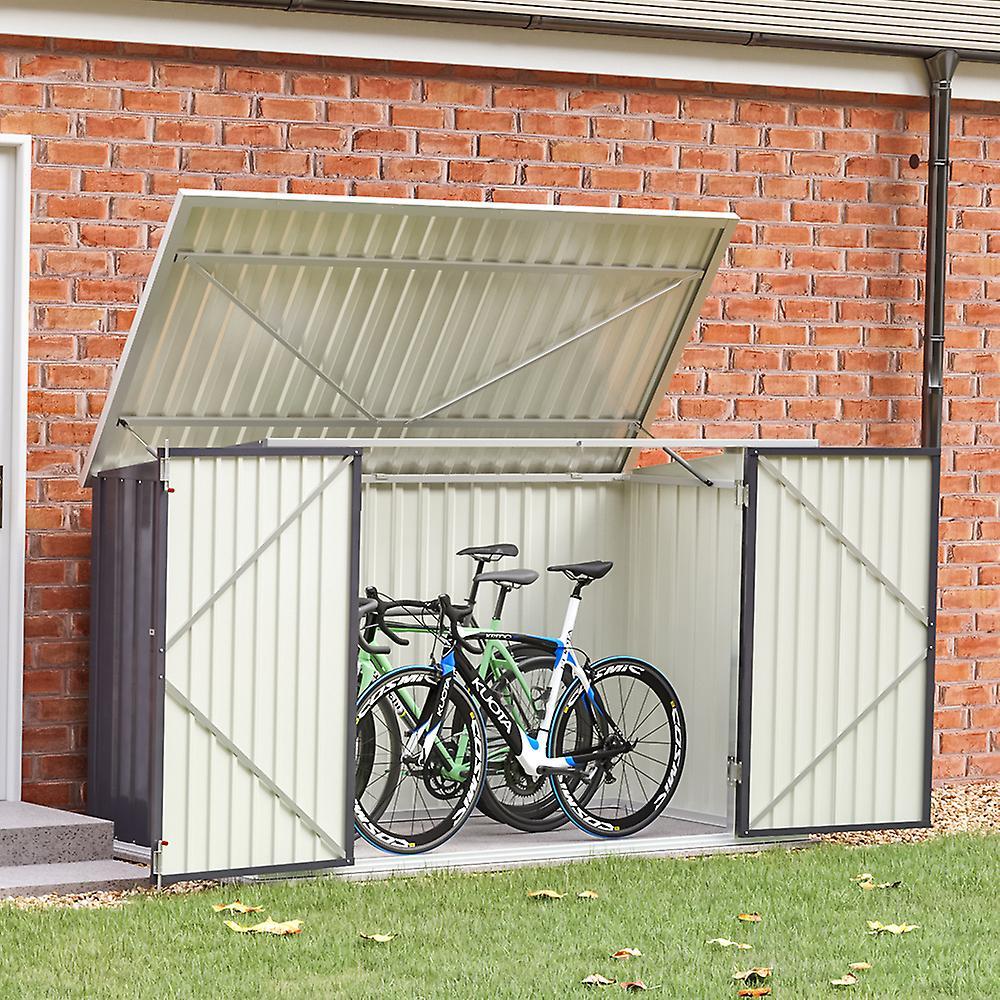 Living And Home Heavy Duty Steel Bicycle Storage Shed Lockable Trash Can Shed , 210x105x130cm