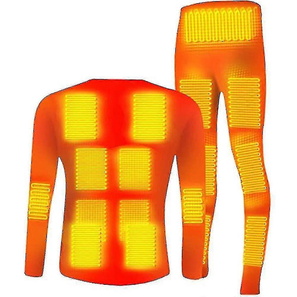 Bluezoo Men"s Heated Underwear Winter Usb Electric Heating Suit Ski Tops Pants-sy Top and Pant M