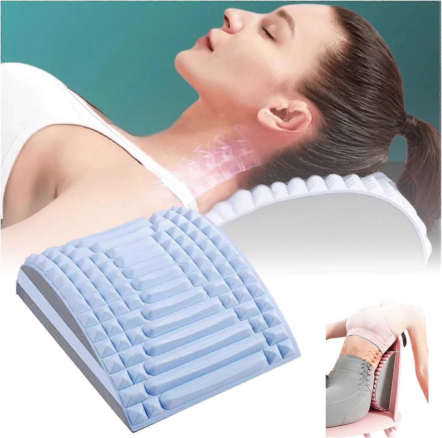 Unbrand Neck & Back Stretcher for Pain Relief, Back Cracker Device Spine relaxation Traction Device Lumbar Spine Cushions for Sciatica blue