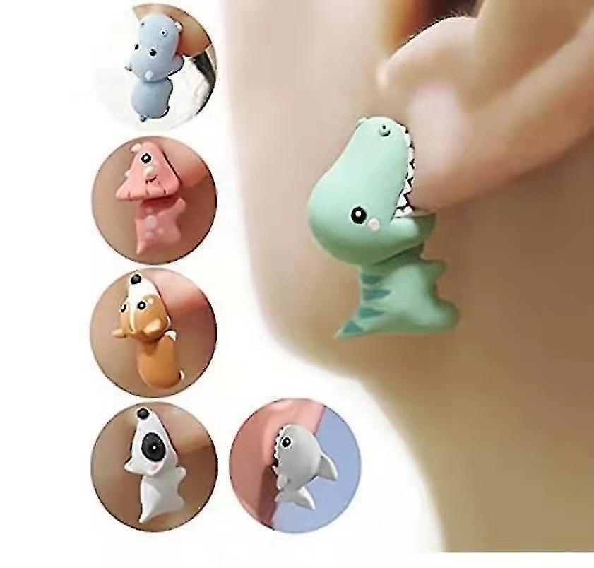 3 Ps/ 2 Ps/ 1 P Cute Animal Bite Earring 3d Animal Ornt Earrings Earring #calu Little White Dog 2 pairs