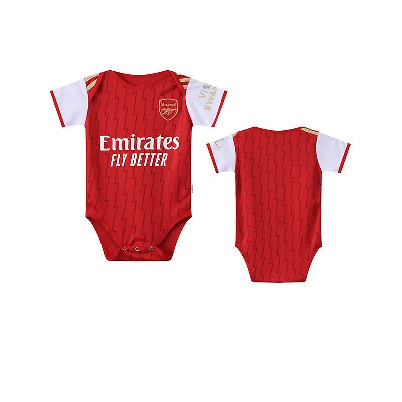 Litzee 2022-2023 Infant Toddler Baby Soccer Jersey Short Sleeve Jumpsuit 6-18 Months Red 12-18 M