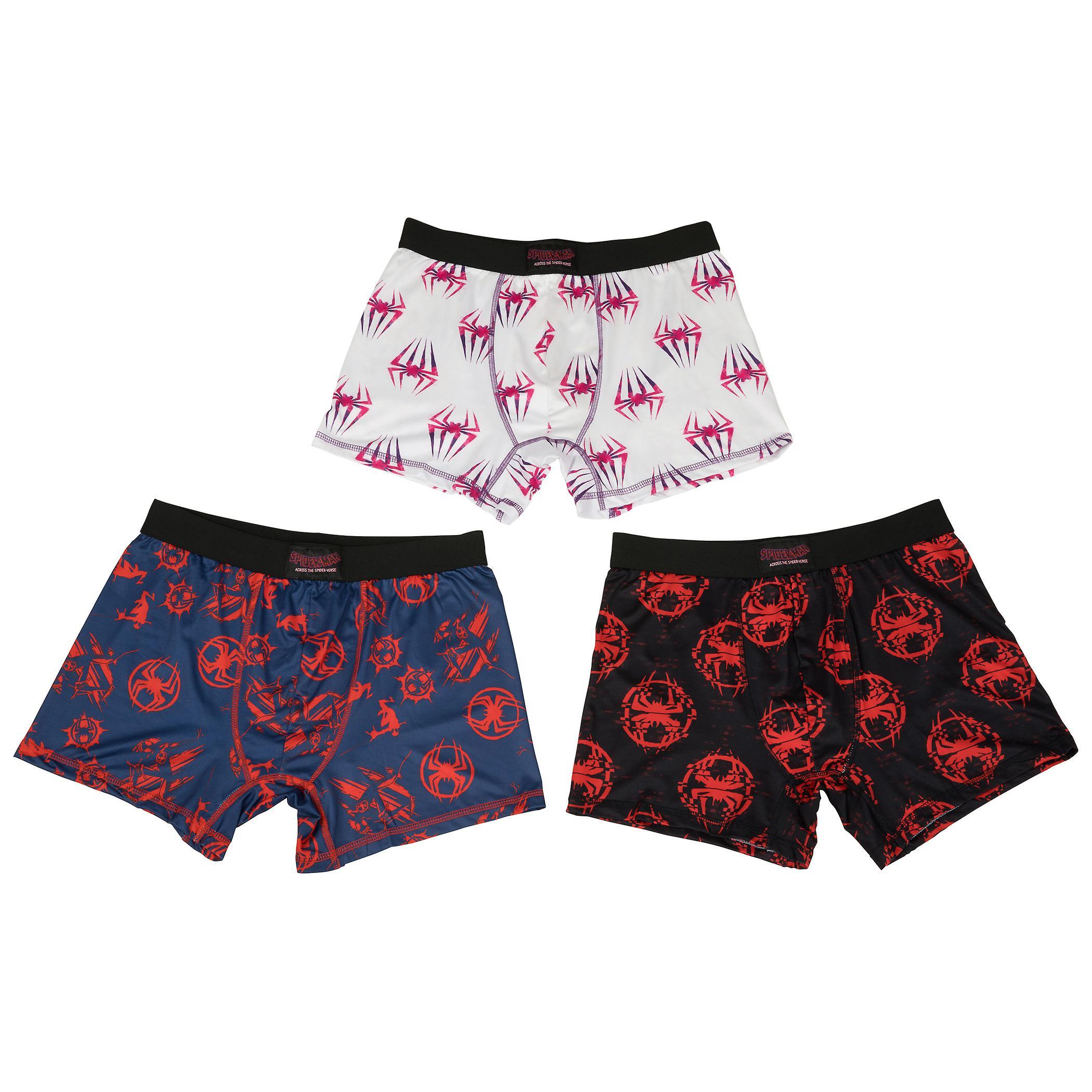 Marvel Into The Spider-Verse Spider-Man Logos 3-Pack Boxer Briefs Multi-Color XLarge (40-42)