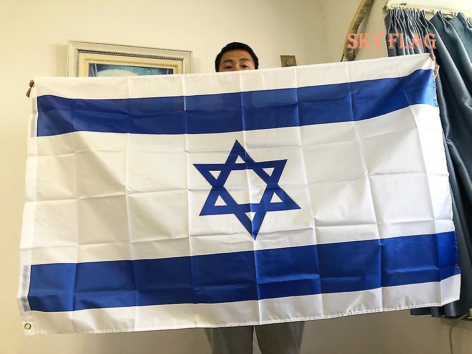 Bicaco Sky Flag Israel National Flag 90x150cm Hanging Polyester Isr Il Israeli National Flags Banner Home Decoration 90 x 150cm