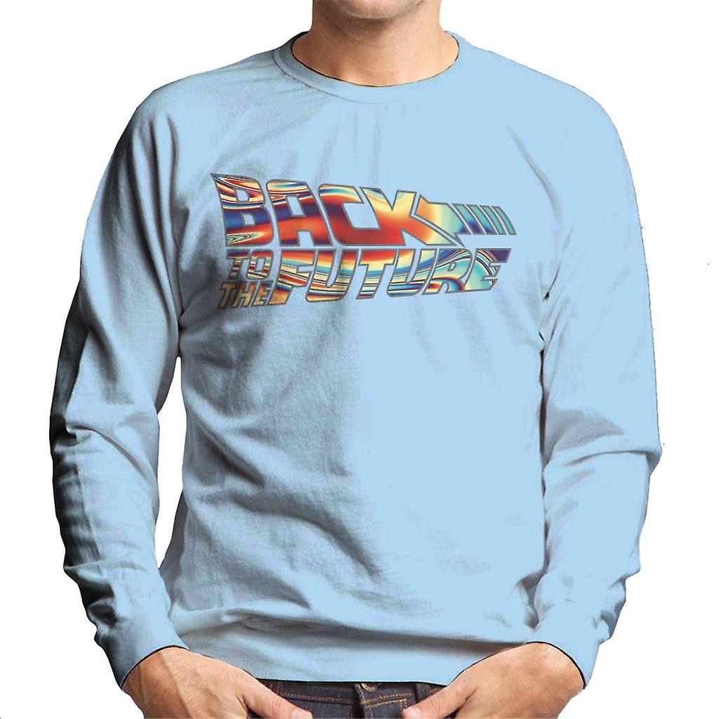 Back to the Future Psychedelic Logo Men's Sweatshirt Sky Blue X-Large