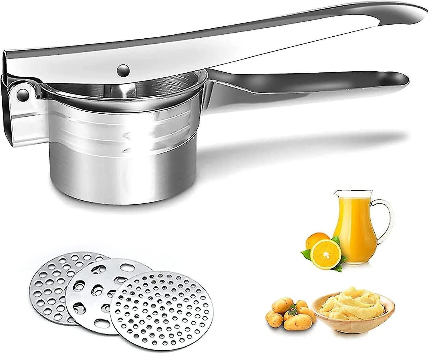 Tianzun Potato Ricer, Manual Crusher For Potatoes, Fruits, Vegetables, Stainless Steel Masher With 3 Interchangeable Disc