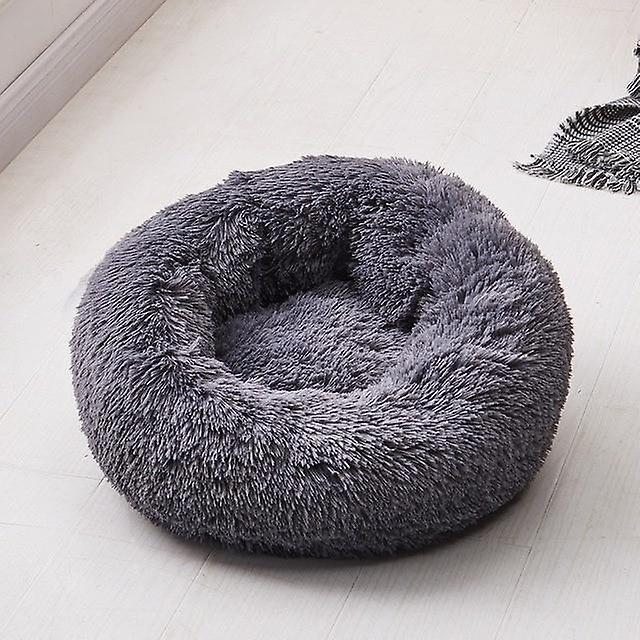 Slowmoose Luxury Soft Plush Round Shape Dog Sleeping Bed - Cat Puppy Sofa For Winter Black XXL Diameter 100cm