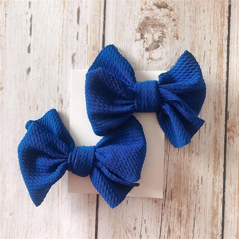 Slowmoose Girls Hair Pin Bow Clips -headwear Ribbon Bowknot Barrettes Blue