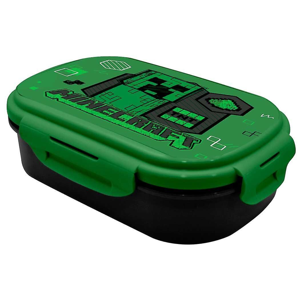 2in1 Minecraft Creeper Lunch Box Multi with 2 Compartments and Cutlery