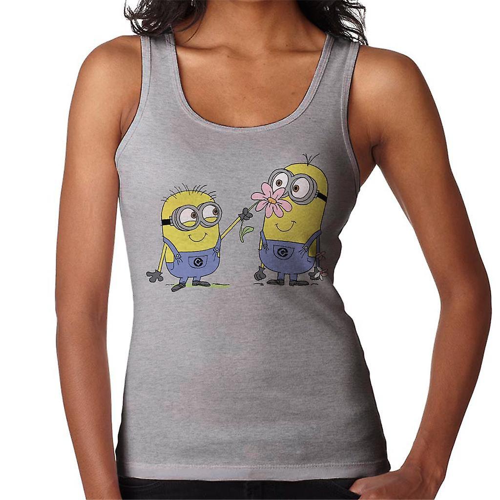 Despicable Me Minions Sniffing Flower Women's Vest Heather Grey Large