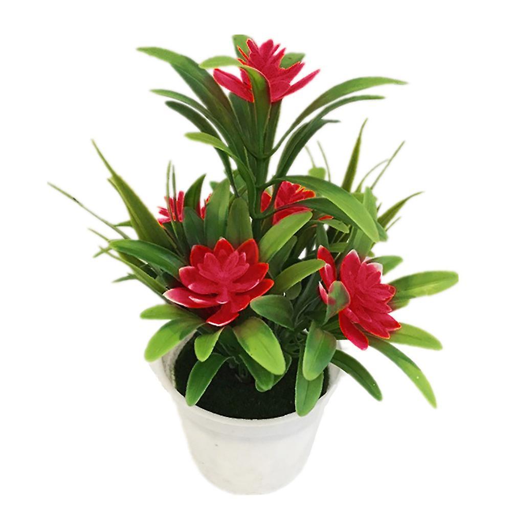 Sinknap Artificial Fake Lotus Flower Potted Plant Bonsai Wedding Party Garden Home Decor Red