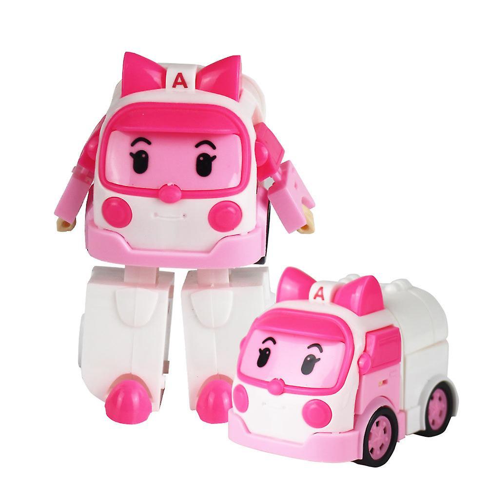 Remorui Robocar Poli Action Figure Deformation Police Car Robot Educational Kids Toy Pink