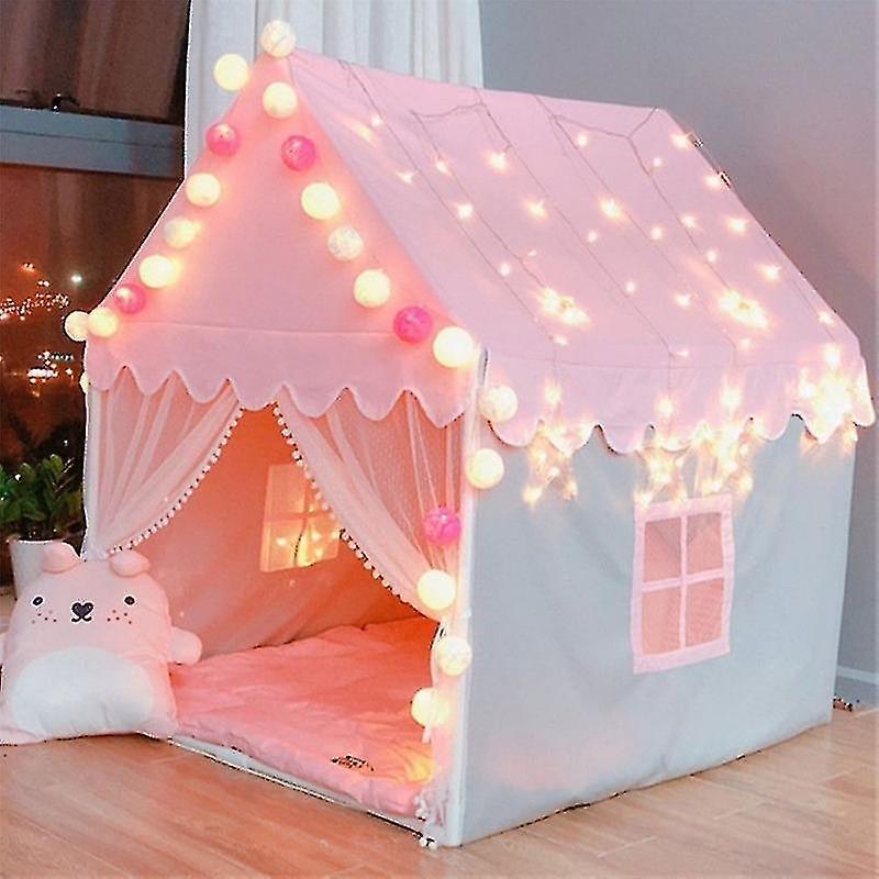 Boeyaa Kids Play Tent, Playhouse, Kids Big Play Castle Fairy Tent Cotton Tent With Led Snow Lights Gifts For Girls And Boys