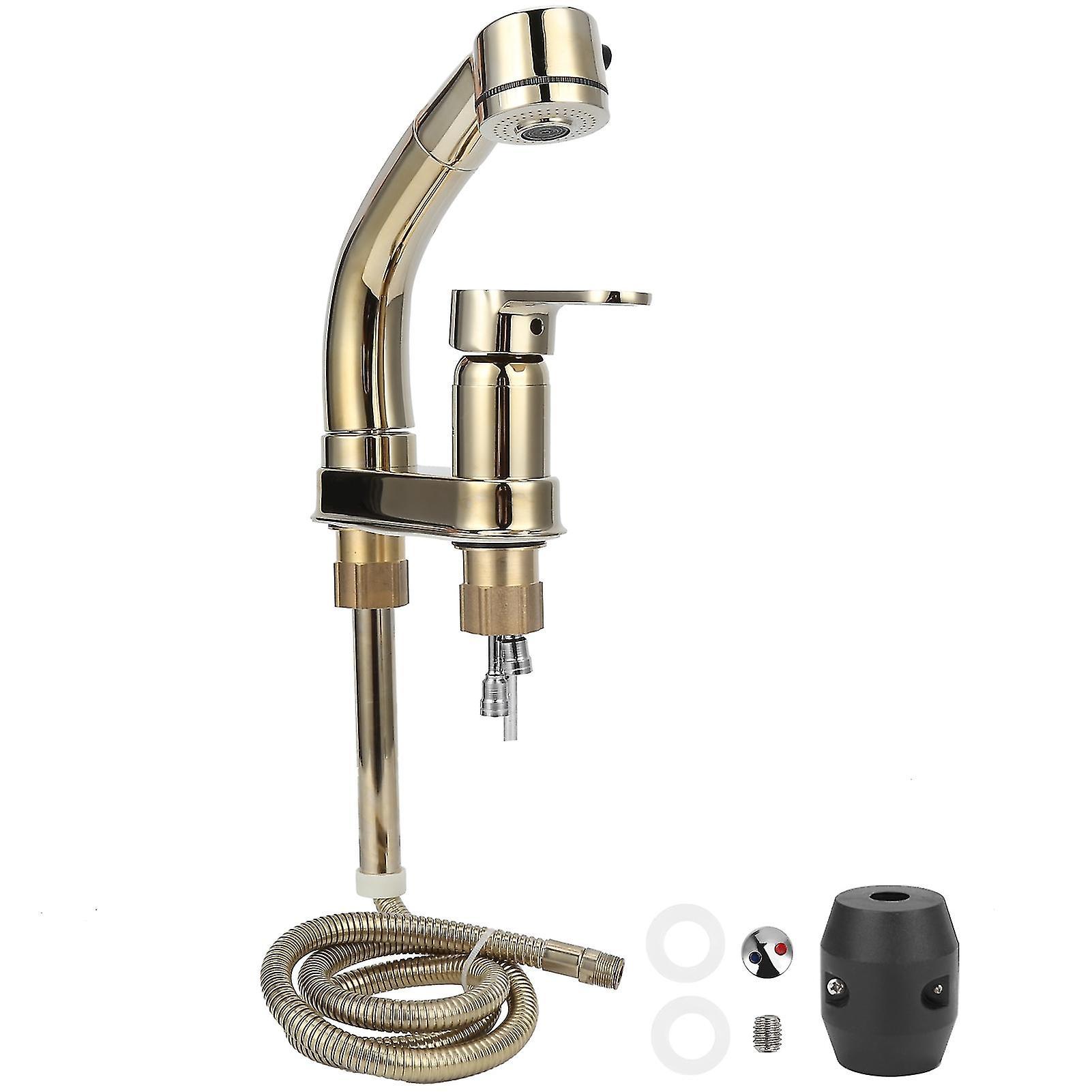 Bathroom Faucet G1/2 with Pull Out Sprayer, Hot and Cold Water Mixer Tap, 360