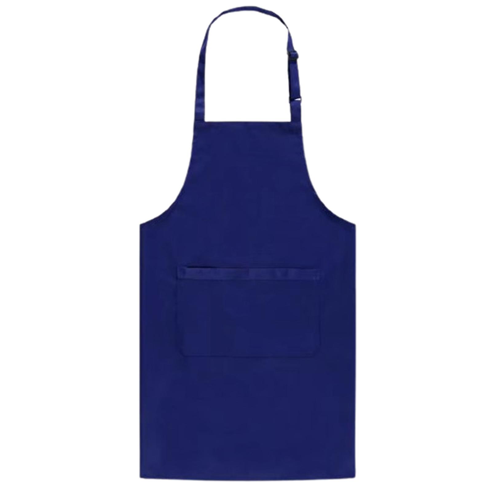 Reheyre Chef Apron Solid Color Waterproof Polyester Cotton Hanging Neck Apron for Restaurant Blue